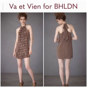 BHLDN Va et vien brown evening cocktail evening mini dress size 8